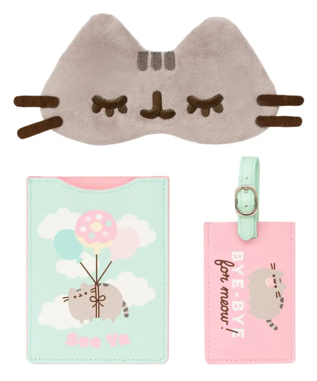 Erik Pusheen Reisepasshülle mit Gepäckanhänger Leder-Set