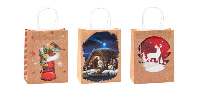 TSI K3T 88010-6 Geschenktüten Weihnachten 12er Kraftpapier