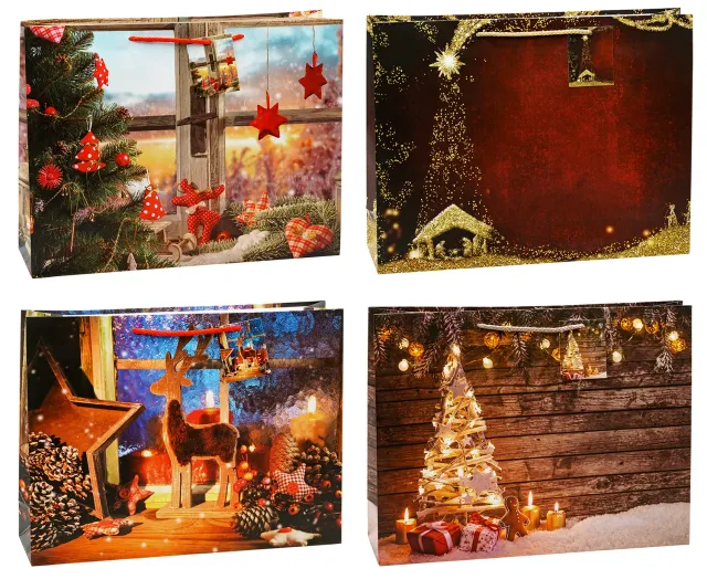 TSI K3T Geschenktüten Weihnachten Shopper 12er Pack matt