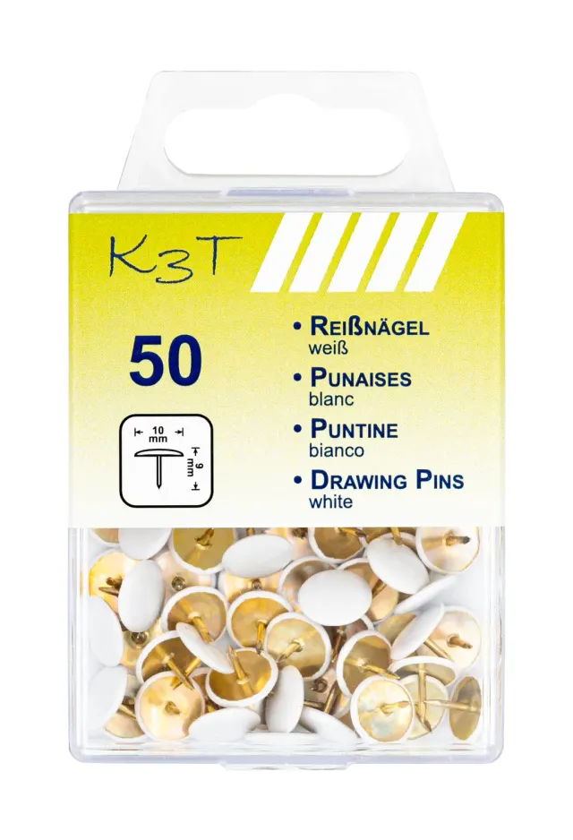 TSI K3T Reißnägel Weiß 50 Stück Messing 10mm