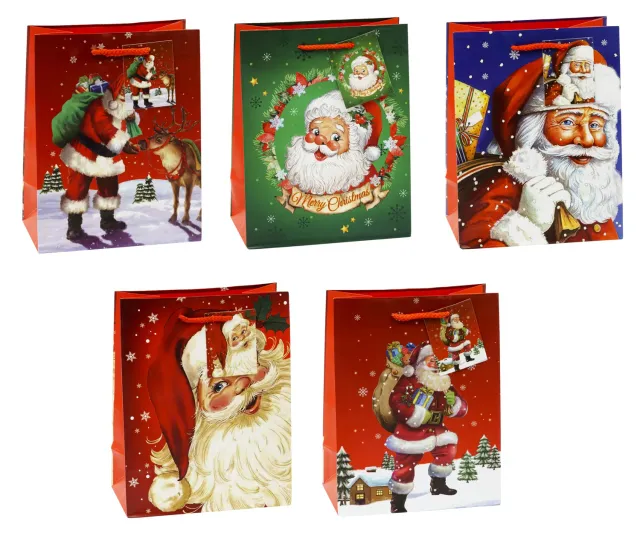 TSI Weihnachtsmann Nikolaus Geschenktüte mit Kordel 12er