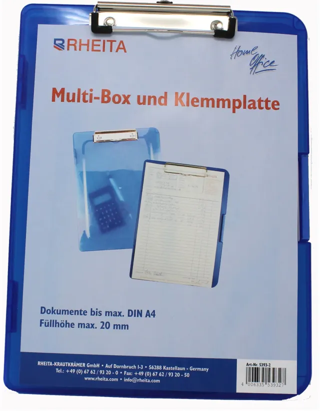RHEITA Klemmplatte Boxfunktion A4 blau-transparent