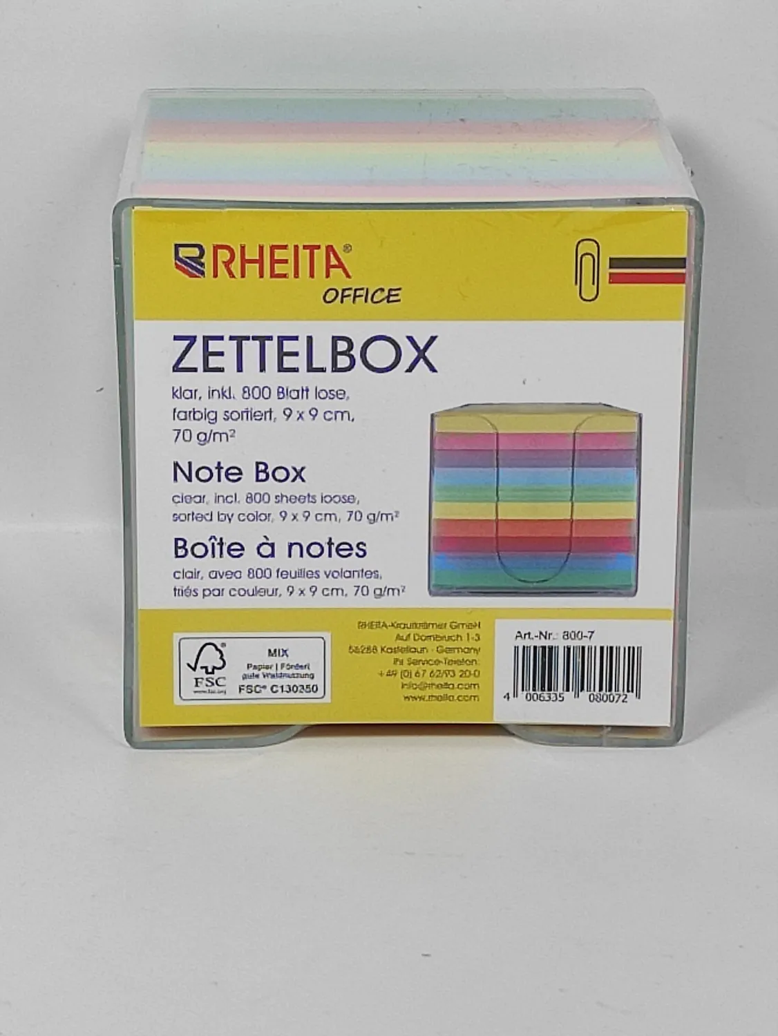 Rheita-Krautkrämer Zettelbox 9x9 cm 800 Blatt