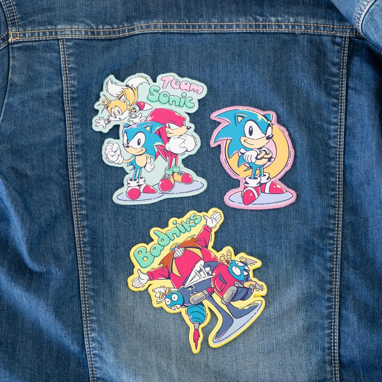 Erik Sonic Bügelbilder 3er-Set gestickt Polyester