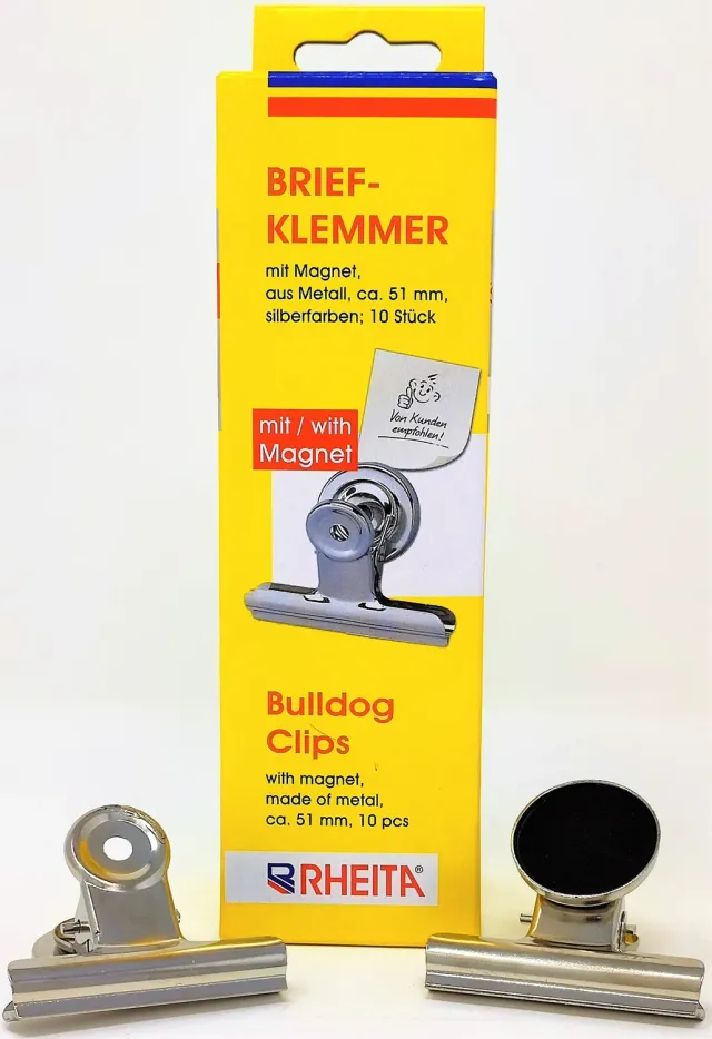 RHEITA Briefklemmer Metall Magnet silber 10 Stück 51 mm