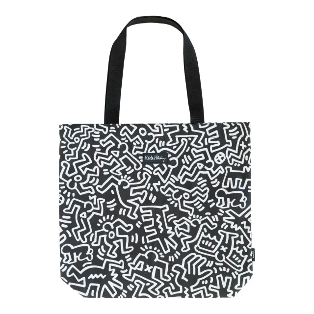 Erik Keith Haring Shopper Baumwolltasche schwarz Reissverschluss