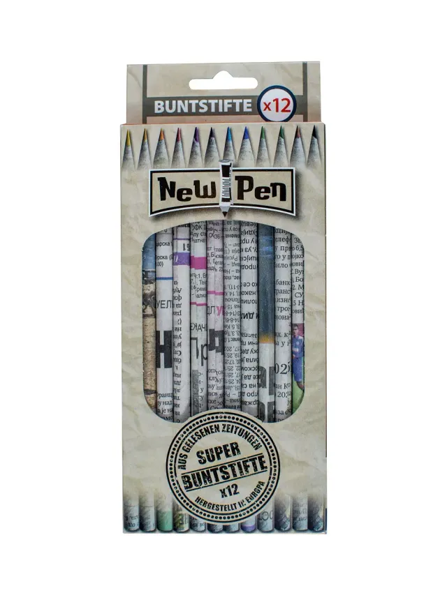 RHEITA Buntstifte aus Zeitungspapier 12 Stück Schachtel