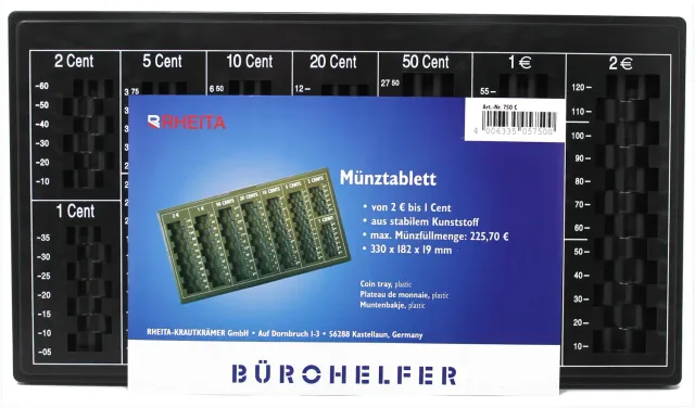 RHEITA Münztablett 1 Cent bis 2 Euro schwarz