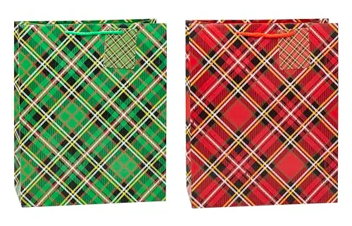 TSI TARTAN Geschenktüten 12er-Pack matt und reißfest