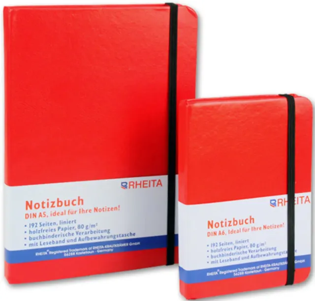 RHEITA Notizbuch liniert mit Leseband