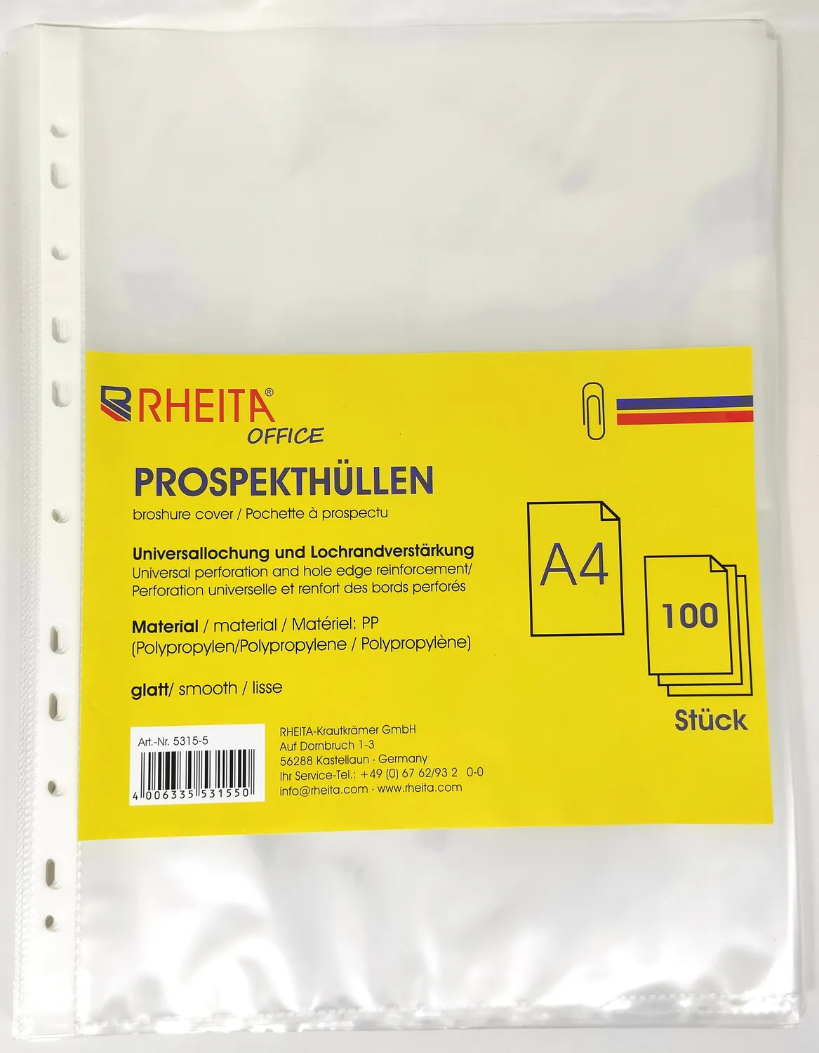 RHEITA PP-Prospekthülle DIN A4