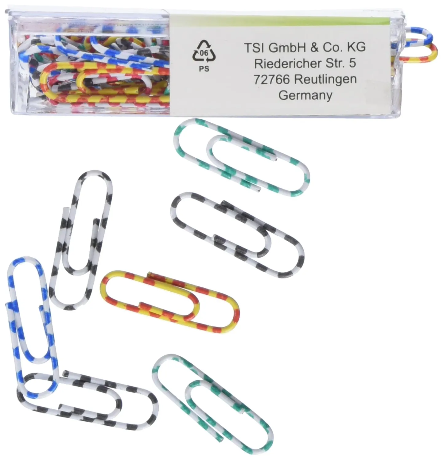 TSI Büroklammern 28 mm farbig gestreift 100 Stück Box