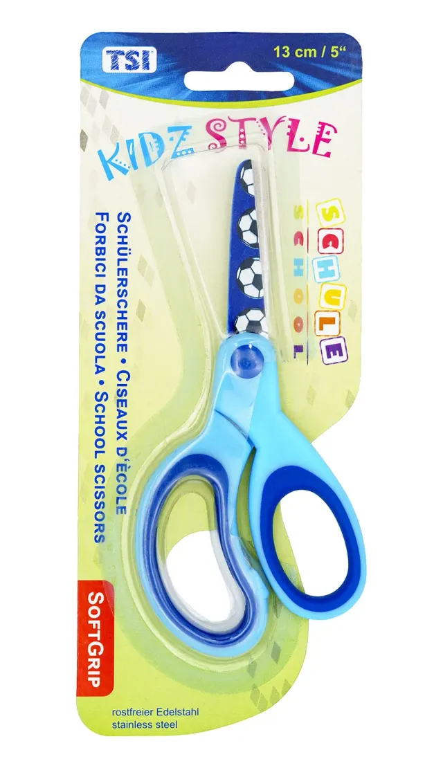 TSI 41804 Schülerschere 13 cm blau Fußball Soft-Grip