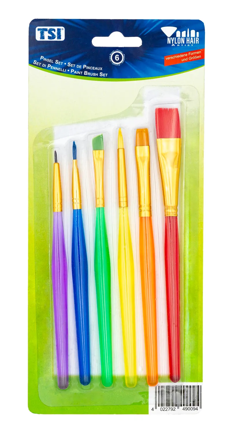 TSI 49009 Nylonpinsel-Set 6-teilig Gr. 1-9