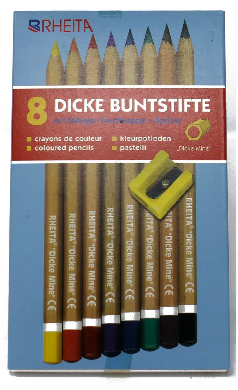 RHEITA Jumbo-Buntstifte natur 6 mm 8 Stück mit Spitzer