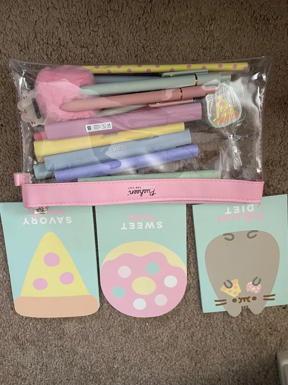 Erik Pusheen SEGE001 Schreibset mit Plüsch-Topper