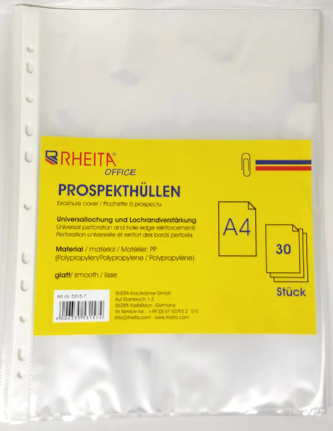 RHEITA PP-Prospekthülle DIN A4