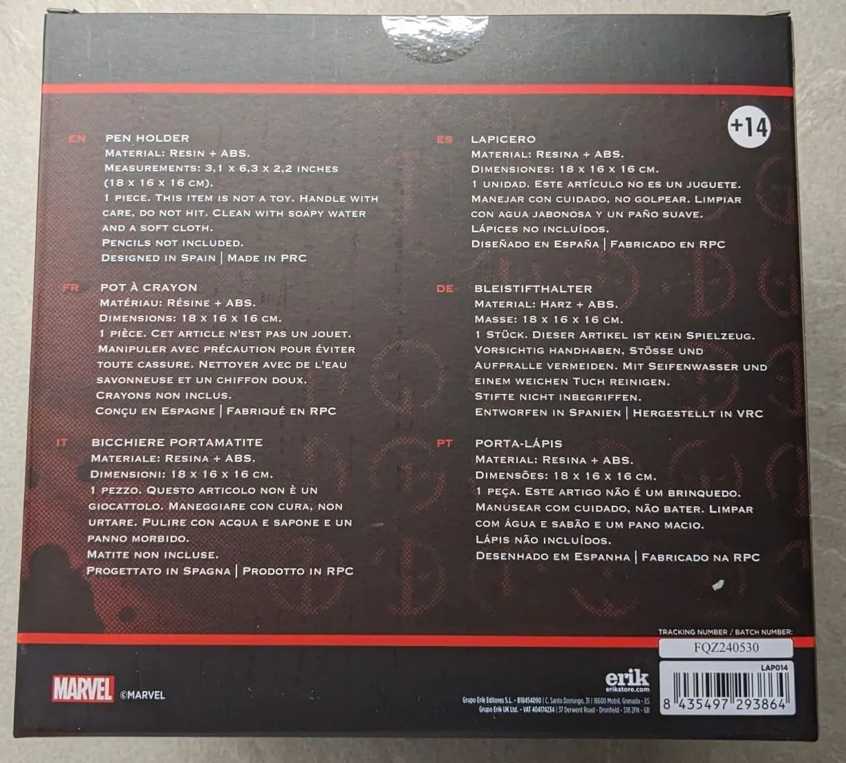 Erik Marvel Deadpool Stiftehalter 18x16x16 Harz