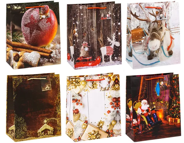TSI Weihnachten Serie 11 Geschenktüten Groß 12er-Pack matt