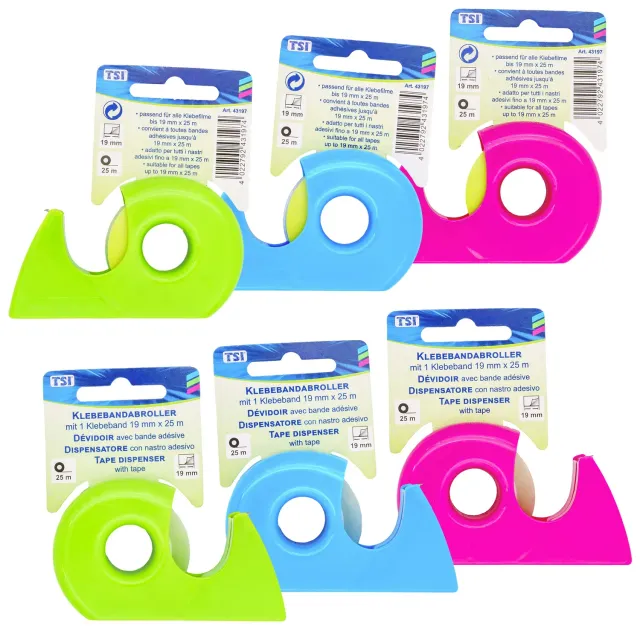TSI Trendy Color 43197-A Klebefilmabroller 6er-Pack farbig