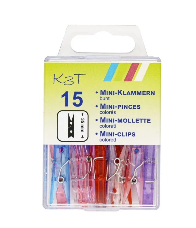 TSI K3T 48615 Mini-Klammern 35 mm 15er Pack bunt