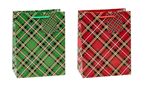 TSI TARTAN Geschenktüten 12er-Pack matt und reißfest