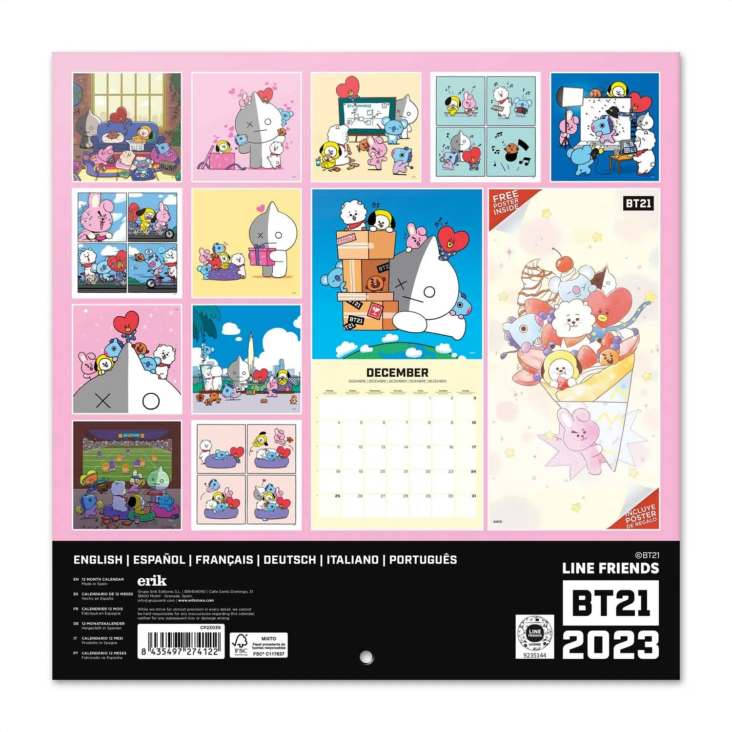 Erik BT21 Kalender 2023 mit Geschenk-Poster offiziell