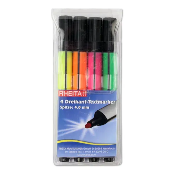 RHEITA triagonal Textmarker 4er-Etui 4,0 mm Keilspitze