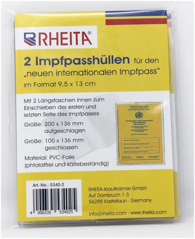 RHEITA Impfpasshüllen transparent 200x136 mm 2er Set