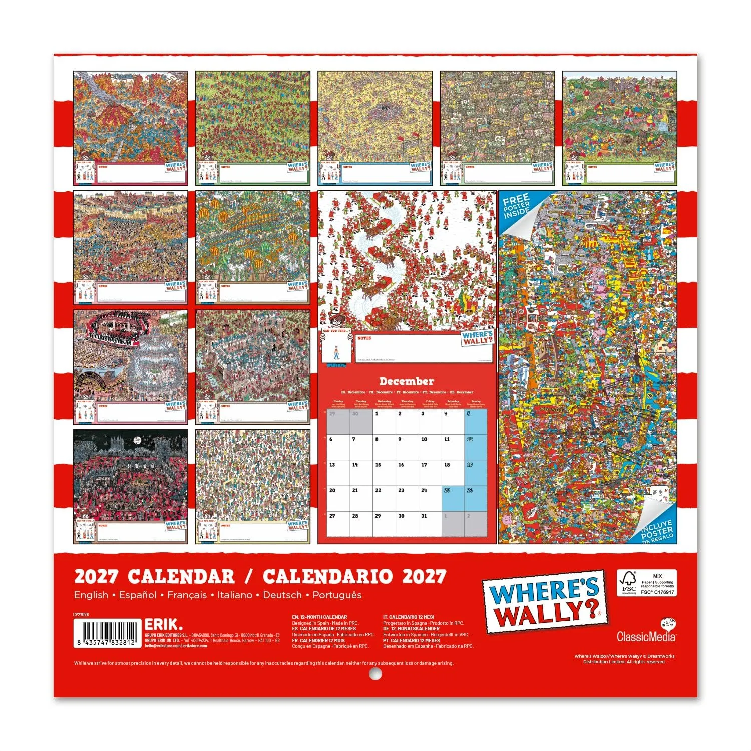 Erik Wo ist Walter Wandkalender 2027 30x30 sechssprachig