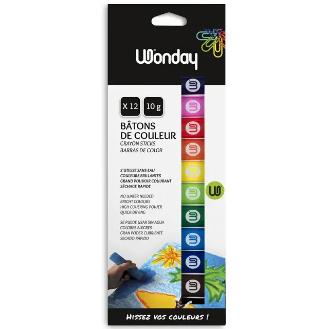 Wonday Gouache-Sticks Malkreiden 12er Box bunt