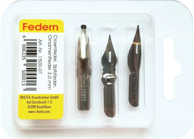 RHEITA Federnset 3 mm Crown Spitz Ornament 3 Stück
