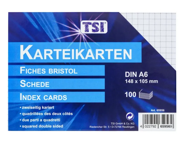 TSI Karteikarten kariert weiß