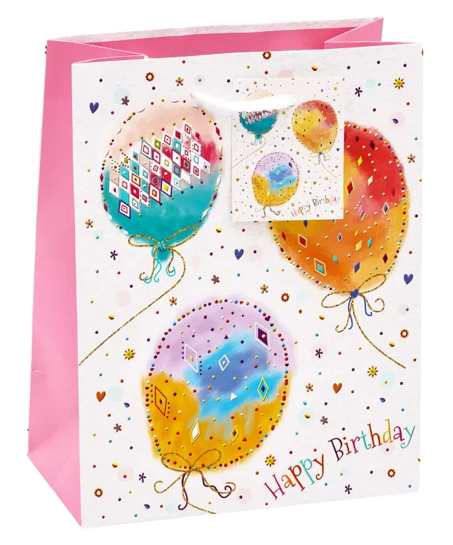 TSI Happy Birthday Luftballons 84014-5 Geschenktüten Mittel 3er