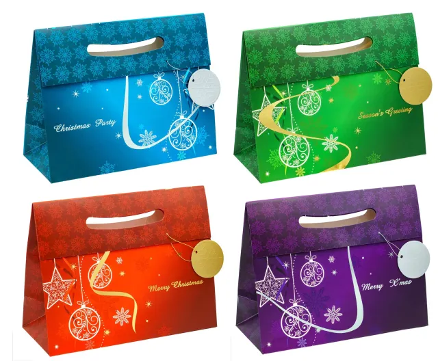 TSI Weihnachten Elegant 86417 Geschenktaschen Groß quer 12er