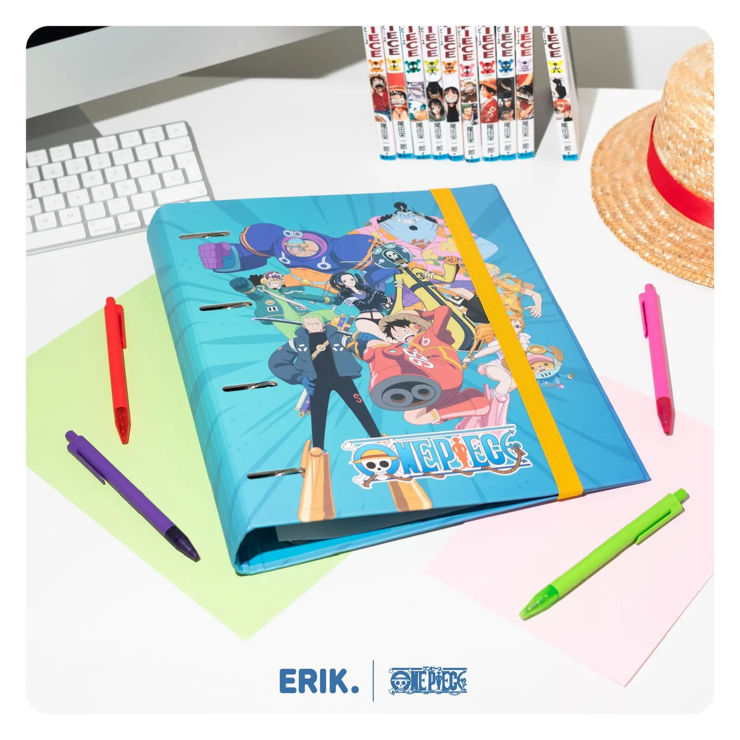 Erik One Piece Ringordner A4 4 Ringe schmal mit Gummi