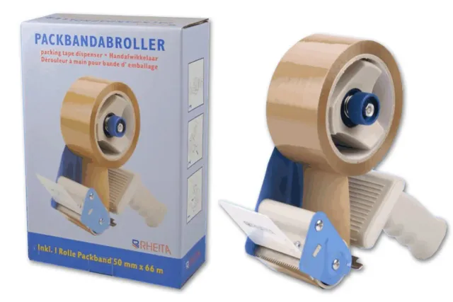 RHEITA Packbandabroller Metall mit Packband braun 50mmx66m