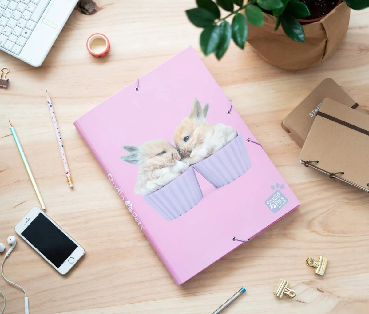 Erik Studio Pets Rabbits Mappe A4 rosa Karton