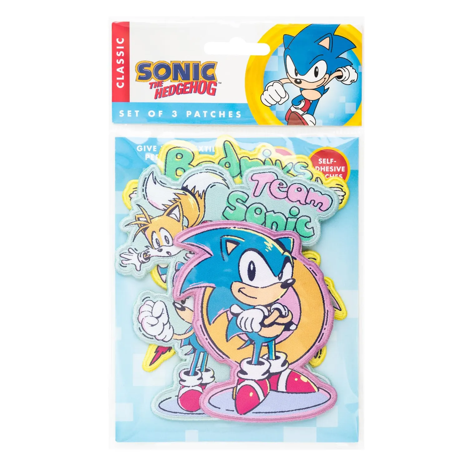 Erik Sonic Bügelbilder 3er-Set gestickt Polyester