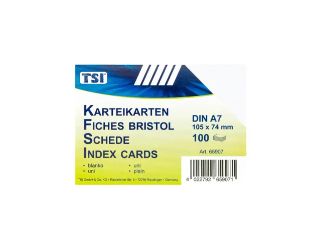 TSI 65907 Karteikarten blanko DIN A7 100 Stück weiß