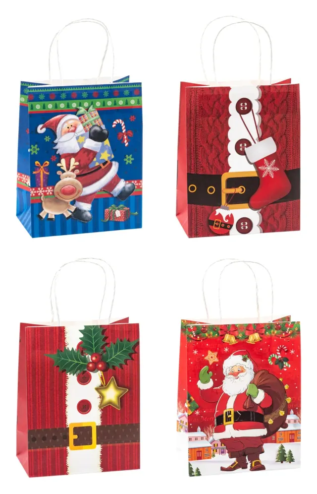TSI Weihnachten Kraftpapier 88019 Geschenktüten 12er