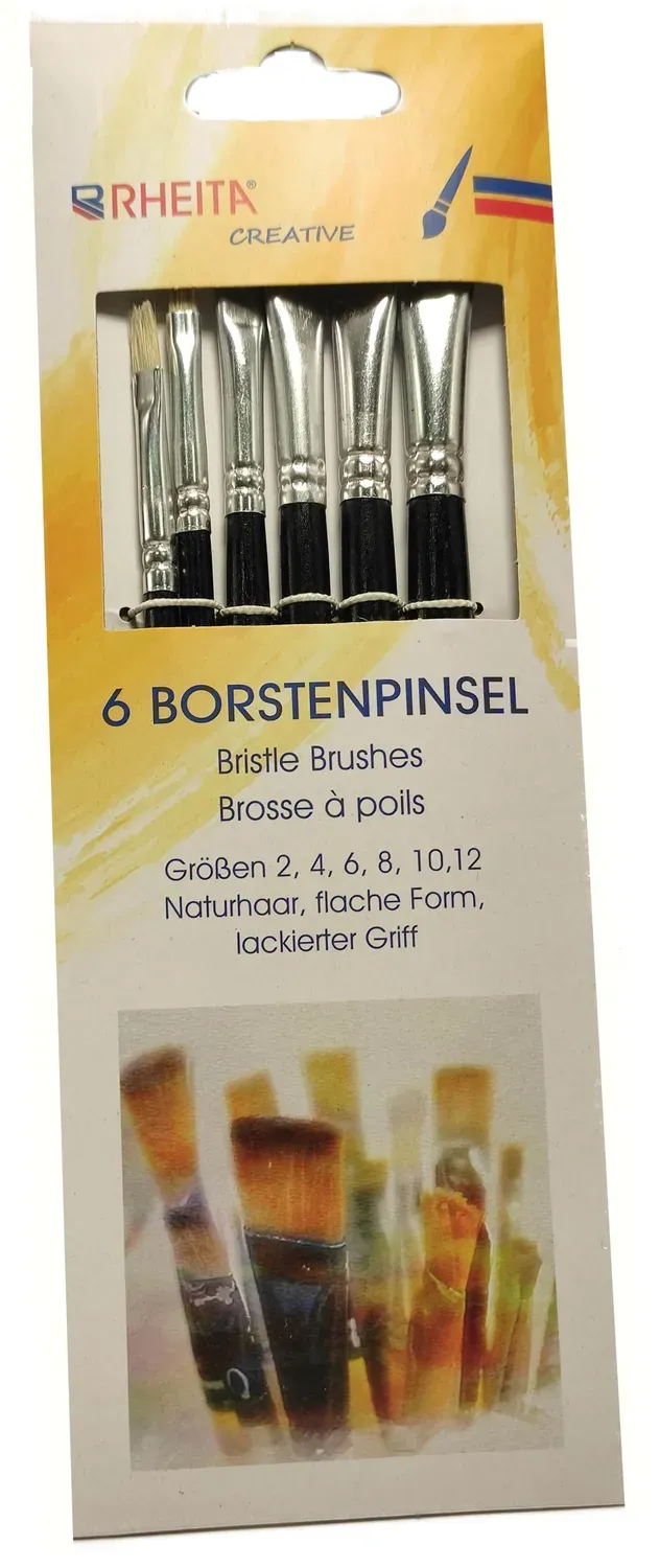 RHEITA Borstenpinsel-Set 2-4-6-8-10-12 6-teilig flach Naturhaar