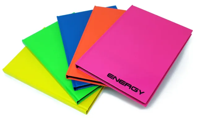 RHEITA Energy Kladde A4 liniert 96 Blatt rot Druckrand