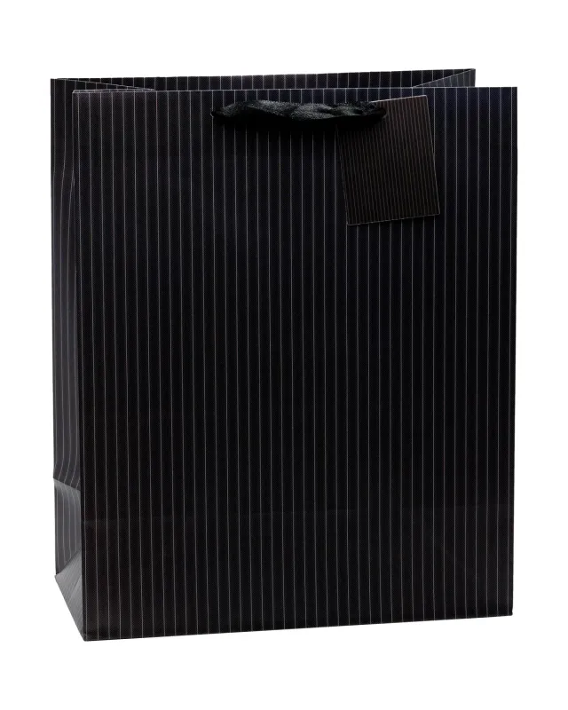 TSI Nadelstreifen Geschenktüte schwarz matt