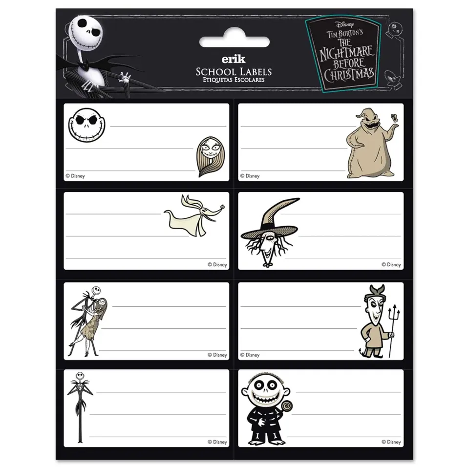 Erik Nightmare Before Christmas Etiketten 16 Stück beschriftbar