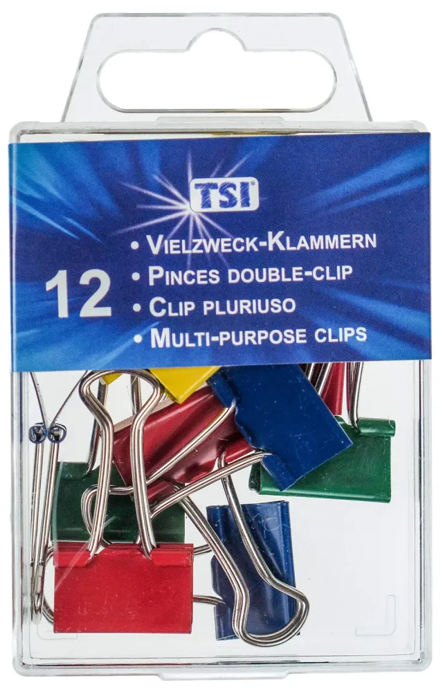 TSI 48190 Foldback-Klammern 19 mm 12er Pack bunt