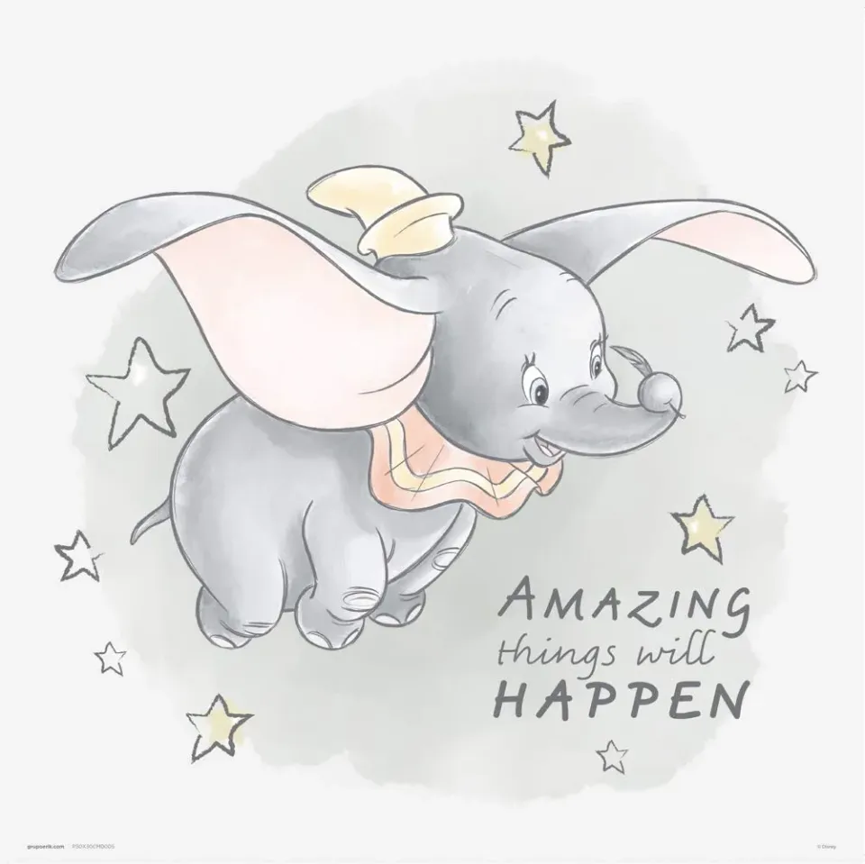 Erik Disney Dumbo Kunstdruck 30x30 cm grau Glanz