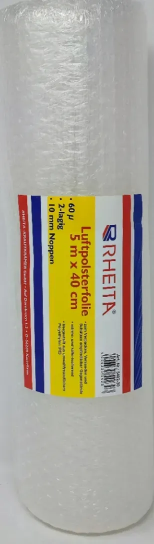 RHEITA Luftpolsterfolie 40 cm x 5 m transparent 60my