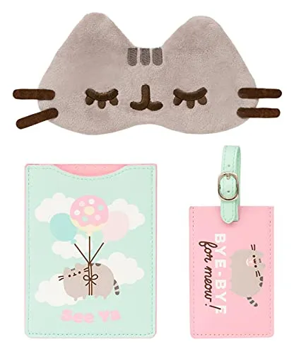 Erik Pusheen Reisepasshülle mit Gepäckanhänger Leder-Set