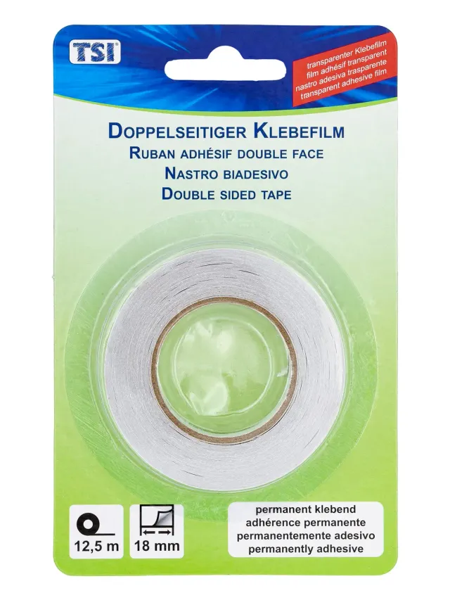 TSI 43123 Klebefilm doppelseitig 18mm x 12,5m transparent